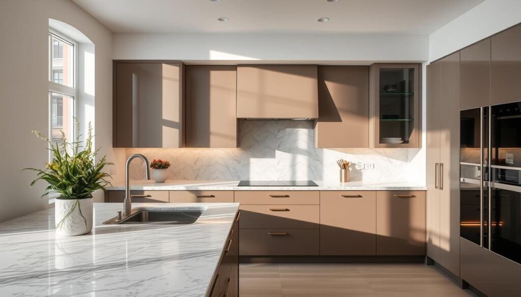 Image of granite countertops in a modern kitchen